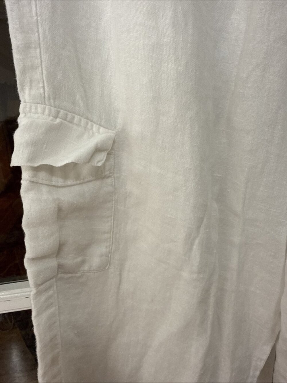Chicos Women 100% Linen Wide Leg Cropped Pants RELAXED FIT Sz 3 XL Cargo Pull On - Picture 2 of 10